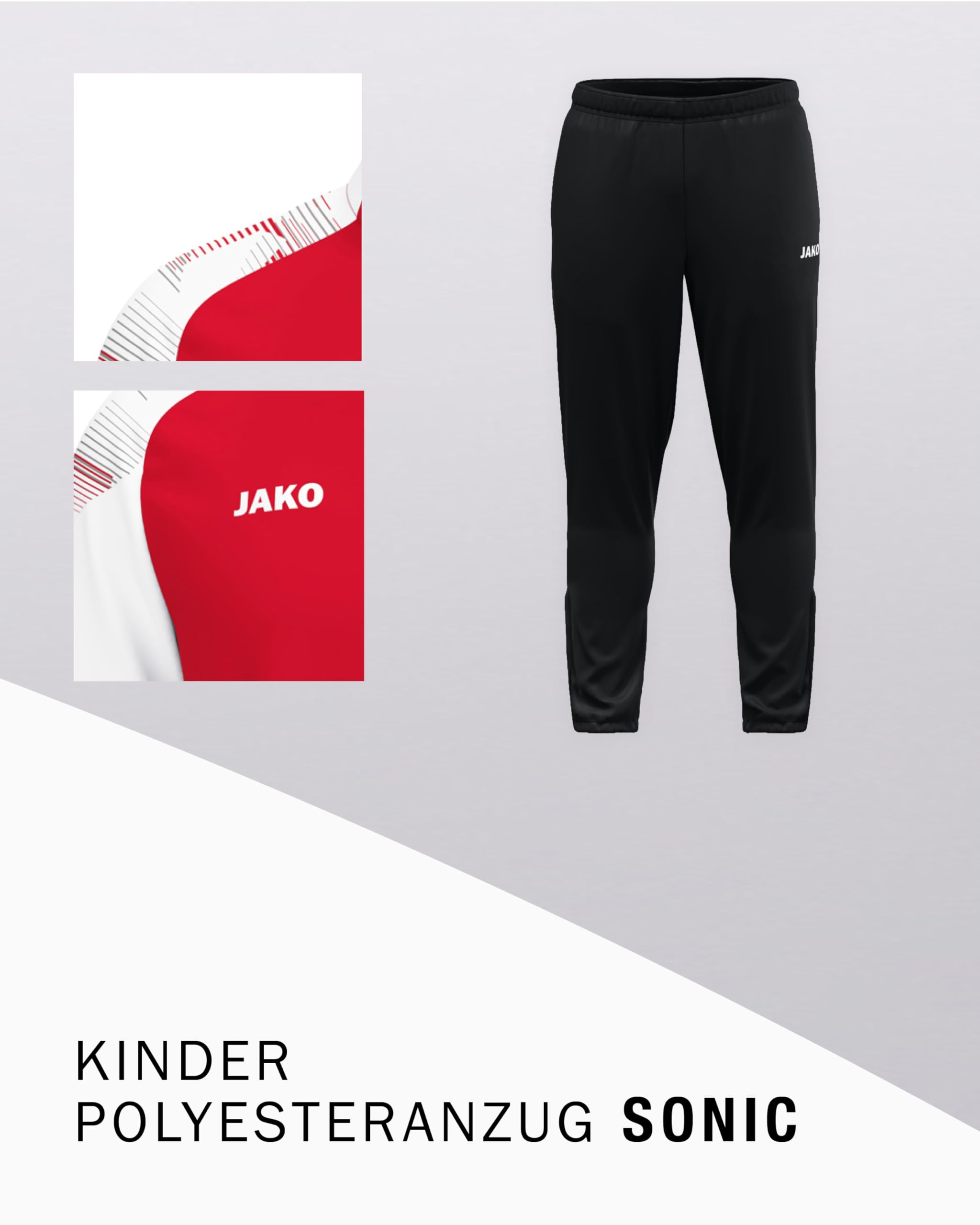 JAKO Polyesteranzug Sonic – Vielseitiger Sportanzug Kinder für Training, Sport & Freizeit mit Keep Dry-Funktion, 100% recyceltes Polyester