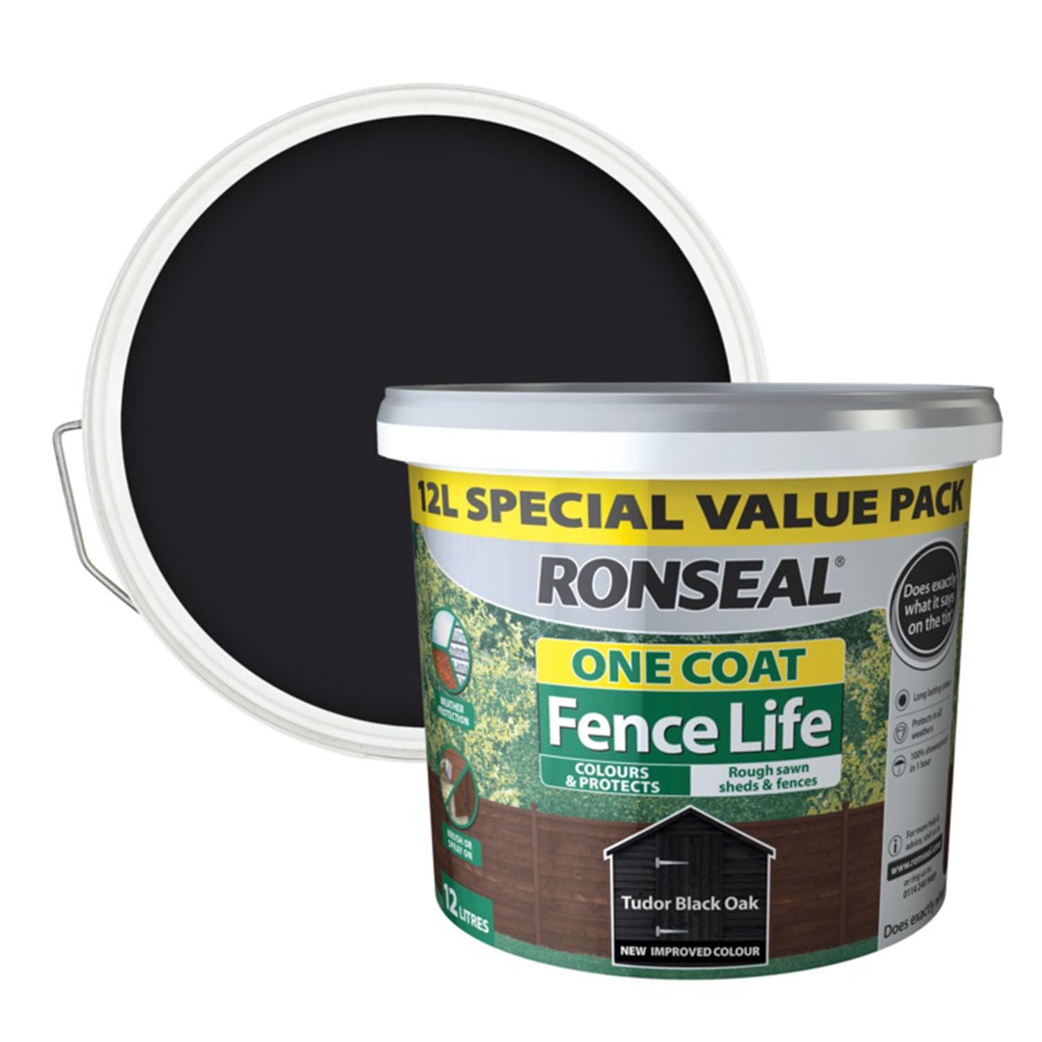 Ronseal One Coat Forest Green Matt Exterior Shed & Fence Protector Wood Paint, 12L Tub - View #5