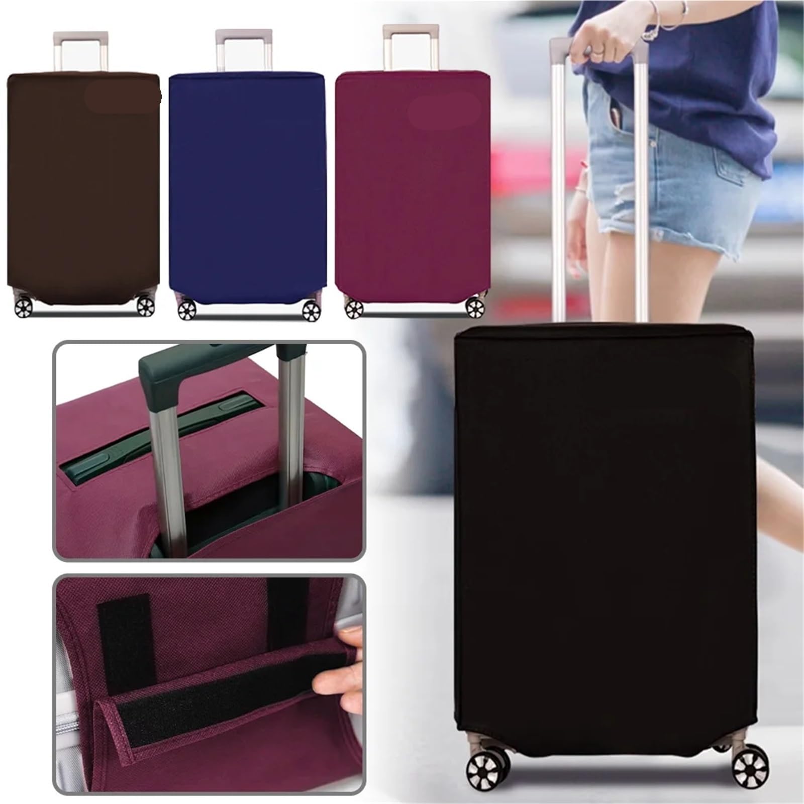 2 uds Maleta de Viaje Cubierta Equipaje Reutilizable a Prueba Polvo rasguño Protector Impermeable no Tejido para Maletas(Browm,22inch)