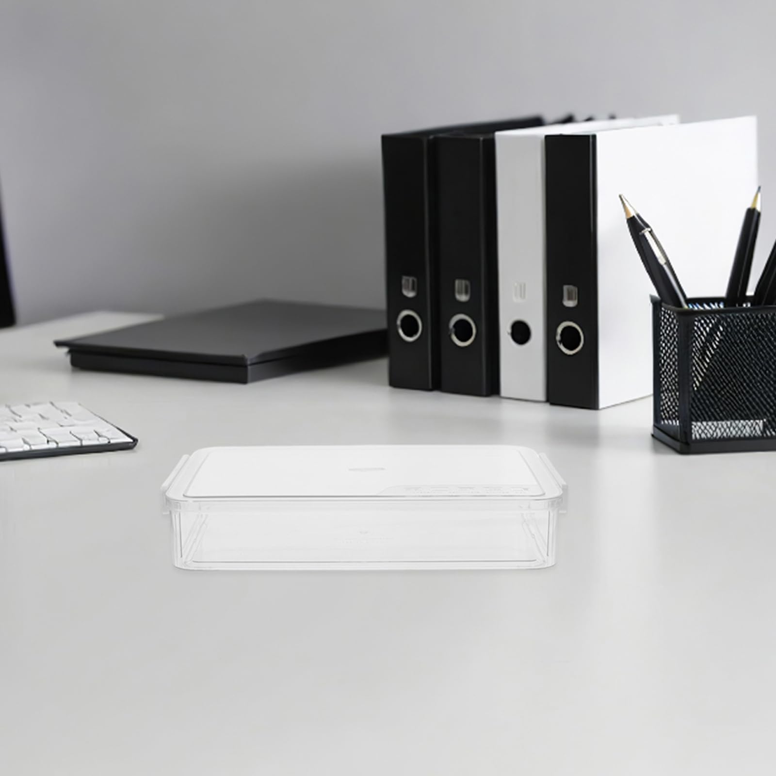 Scatola Porta Documenti Trasparente in Plastica Coperchio, Organizer Portatile Impilabile per Ufficio e Casa, Custodia per Archiviazione File Cartacei e Documenti Importanti, Set