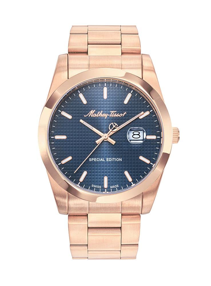 Mathey-Tissot Stainless Steel Swiss Made Blue Dial Special Edition Analog Watch for Men - H452Prbu, Rose Gold Band (B0B9YKYZ9K) Amazon Price History, Amazon Price Tracker