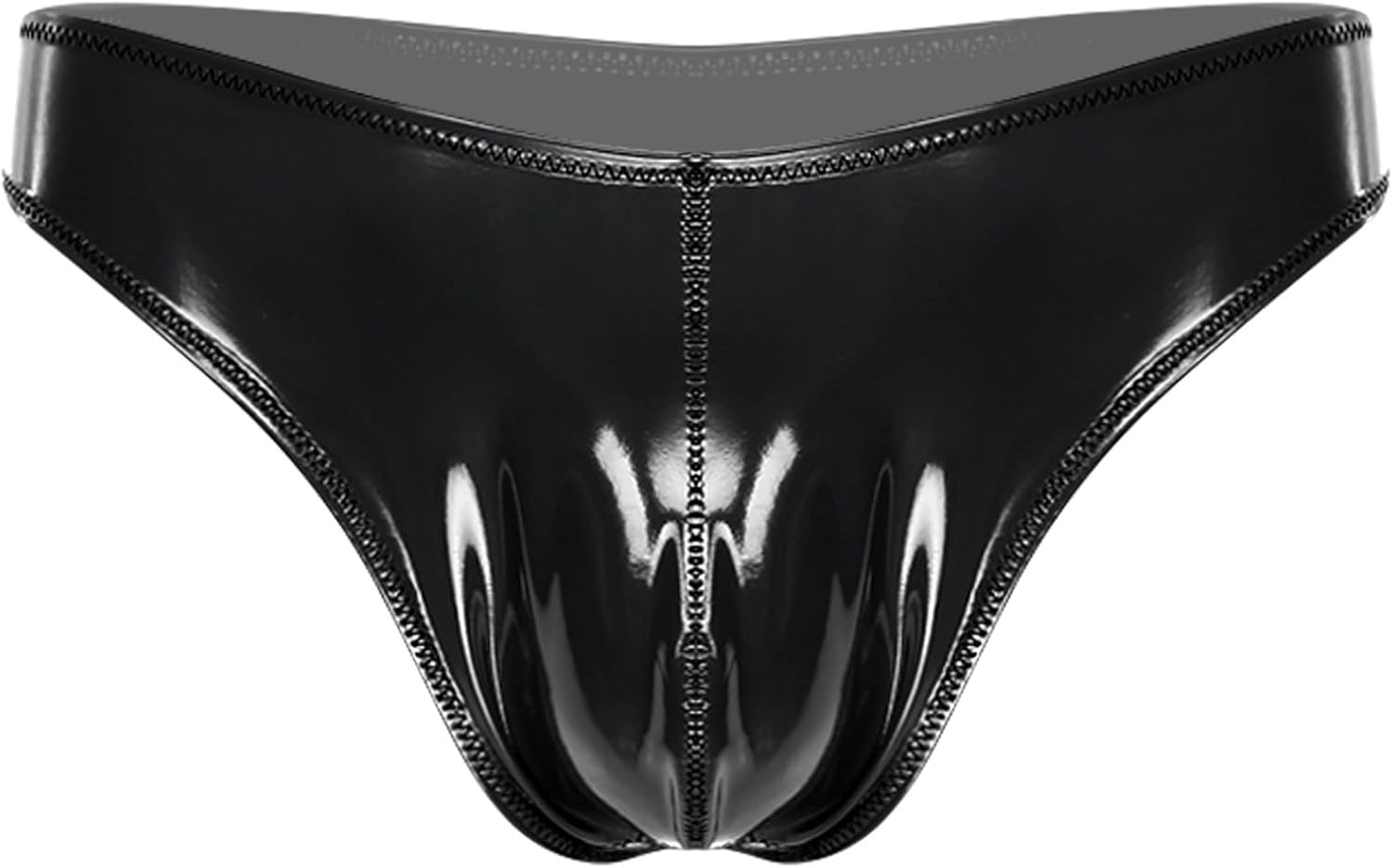 Vxuxlje Mens Sexy PU Leather Low Rise Briefs Underwear Wet Look Mini Bulge Pouch Underpants