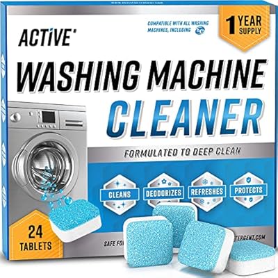 Washing Machine Cleaner Descaler 24 Pack - Deep Cleaning Tablets For HE Front Loader & Top Load Washer, Septic Safe Eco-Friendly Deodorizer, Clean Inside Drum and Laundry Tub Seal - 12 Month Supply