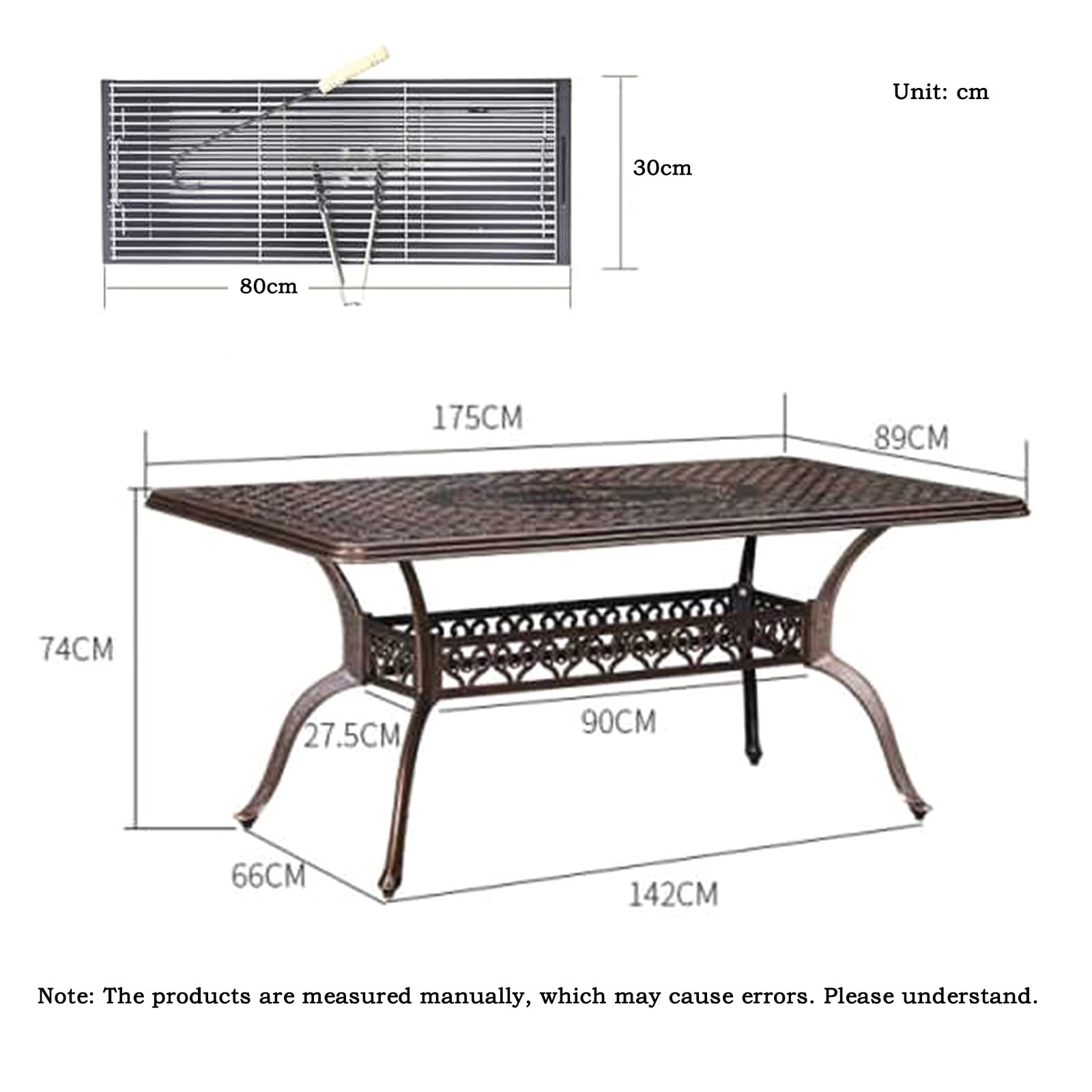Stół BBQ Stół do grillowania na zewnątrz dziedziniec zewnętrzny balkon pojedynczy odlew aluminiowy piec bezdymny węglowy na zewnątrz
