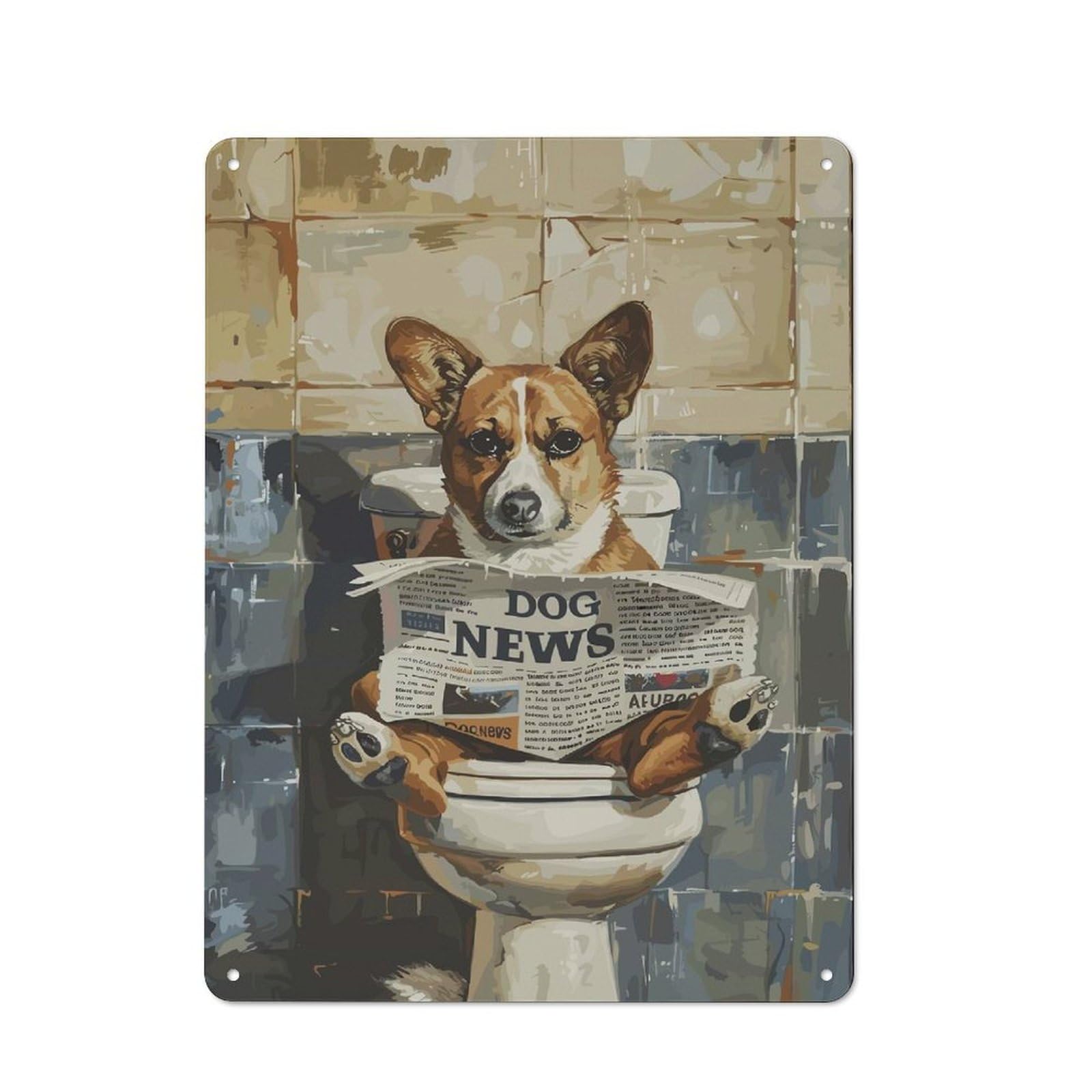 Vintage Tin Sign 40x30cm Featuring Dog News, Porch Wall Decor for Patio Bar, Workshop, Shed Or Kitchen