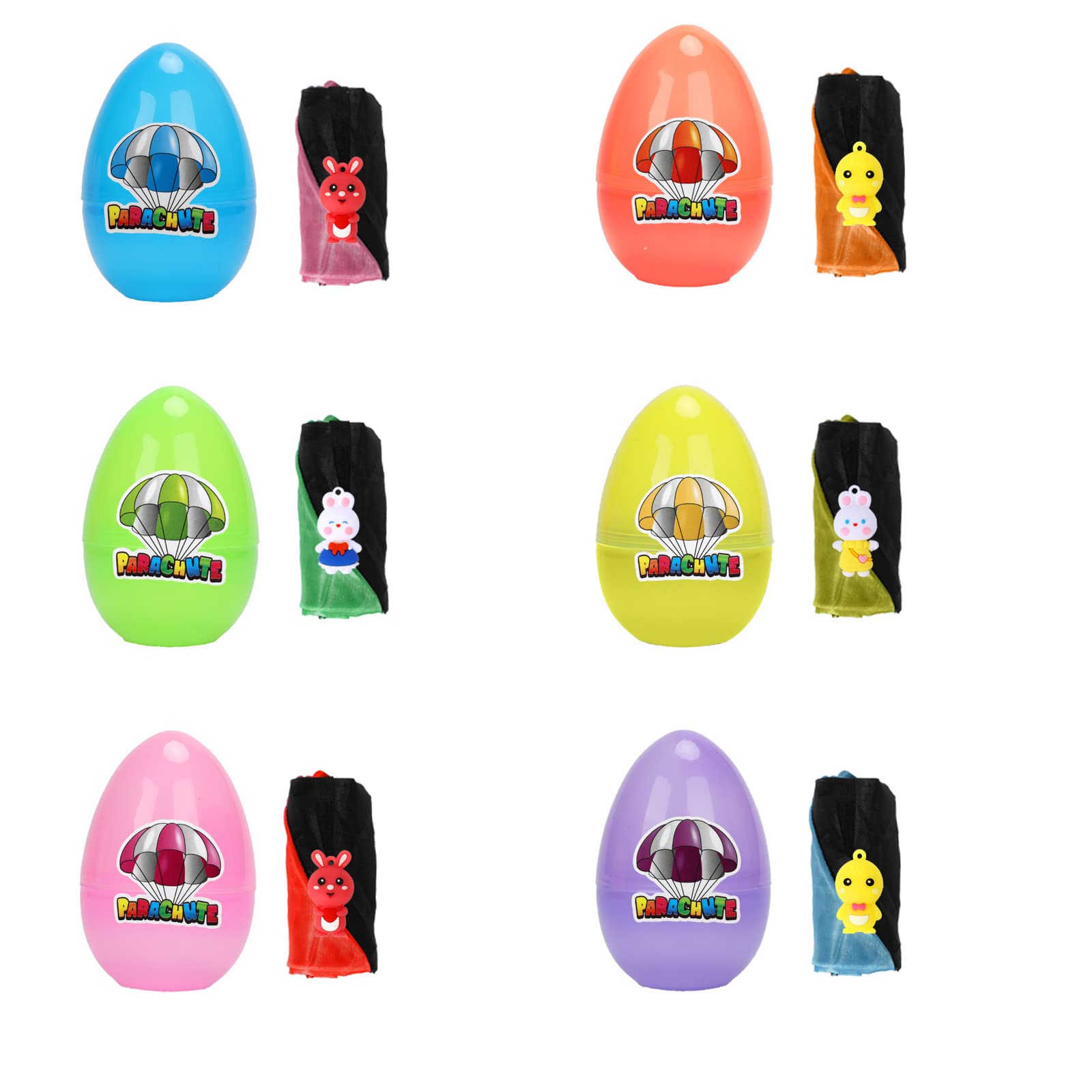 Paquete de 6 huevos de Pascua con paracaídas de juguete para niños y niñas, cesta de Pascua, regalos 4