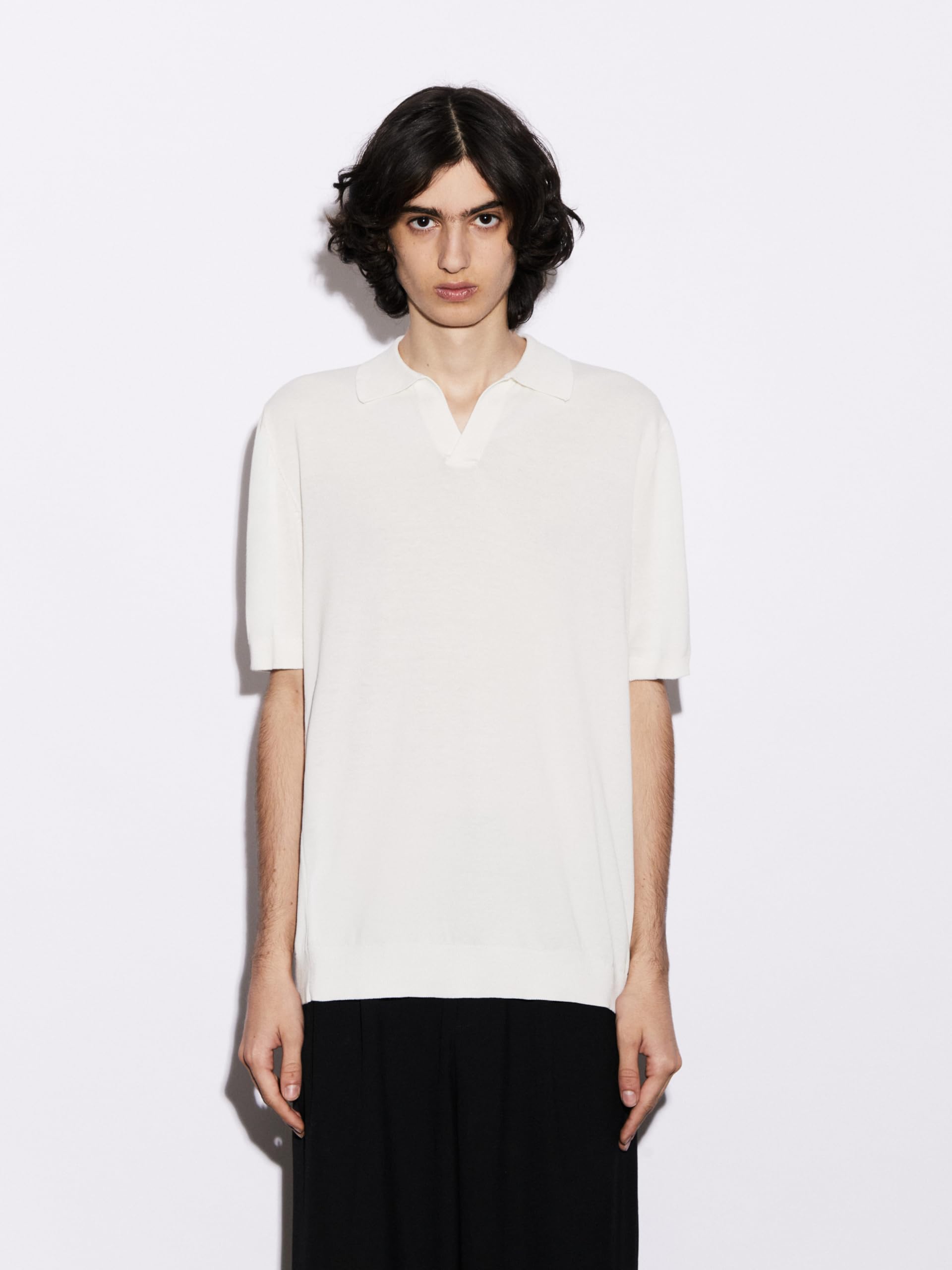 Diana Studio - Polo Rasata in Maglia senza bottoni, Uomo, 100% Cotone leggero extra ritorto, Maniche corte, Casual fit