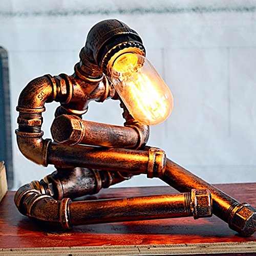 Preisvergleich Produktbild Retro Tischlampe Nachttisch Lampe Leselampe SYAODU Metallroboter DIY kreative Schlafzimmer Studie Dachboden Büro Beleuchtung 110-240 Volt Wechselspannung