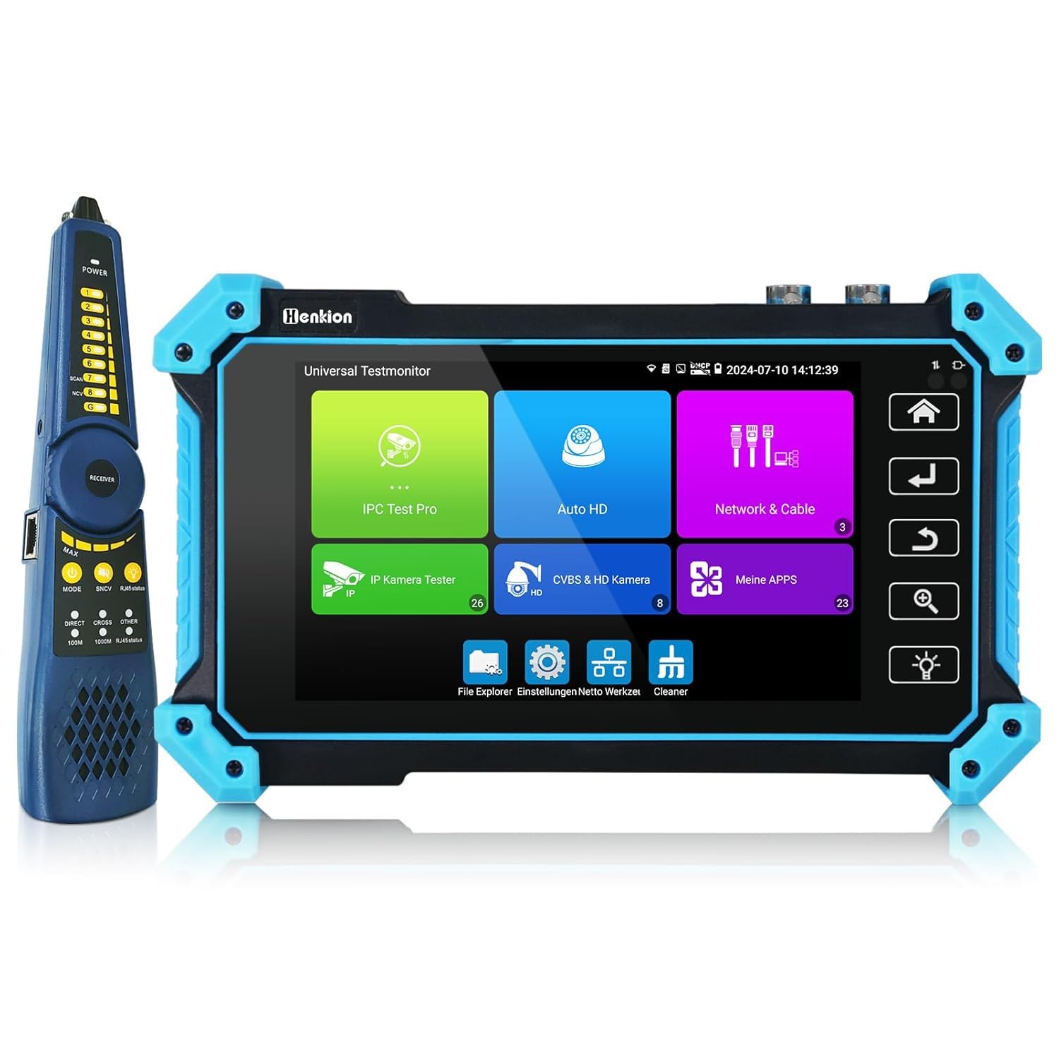 Henkion Probador CCTV IPC-5200C Plus Tester, Monitor con Pantalla Táctil IPS 5.4", 8MP AHD CVI TVI CVBS IP, Monitor de Video 4K H.265, Soporte PoE PTZ WiFi RS485, Rastreador de Cable, Entrada HDMI VGA