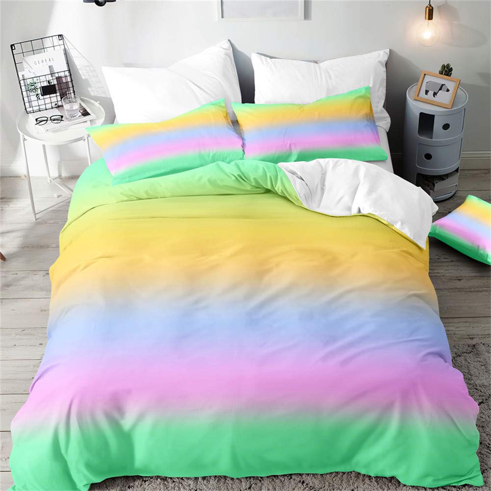 Parure de lit multicolore motif 3D avec finitions soignées en microfibre