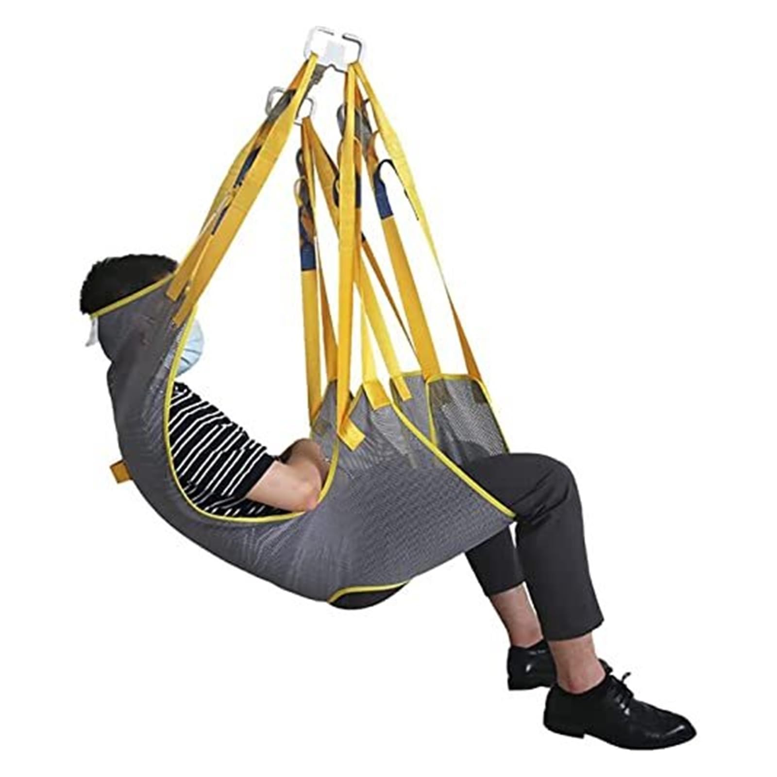 Arnés de transferencia para pacientes: arnés ajustable de 6 puntos, de malla, para todo el cuerpo, con soporte para la cabeza y abertura para ir al baño. Capacidad de 227 kg (500 lb)