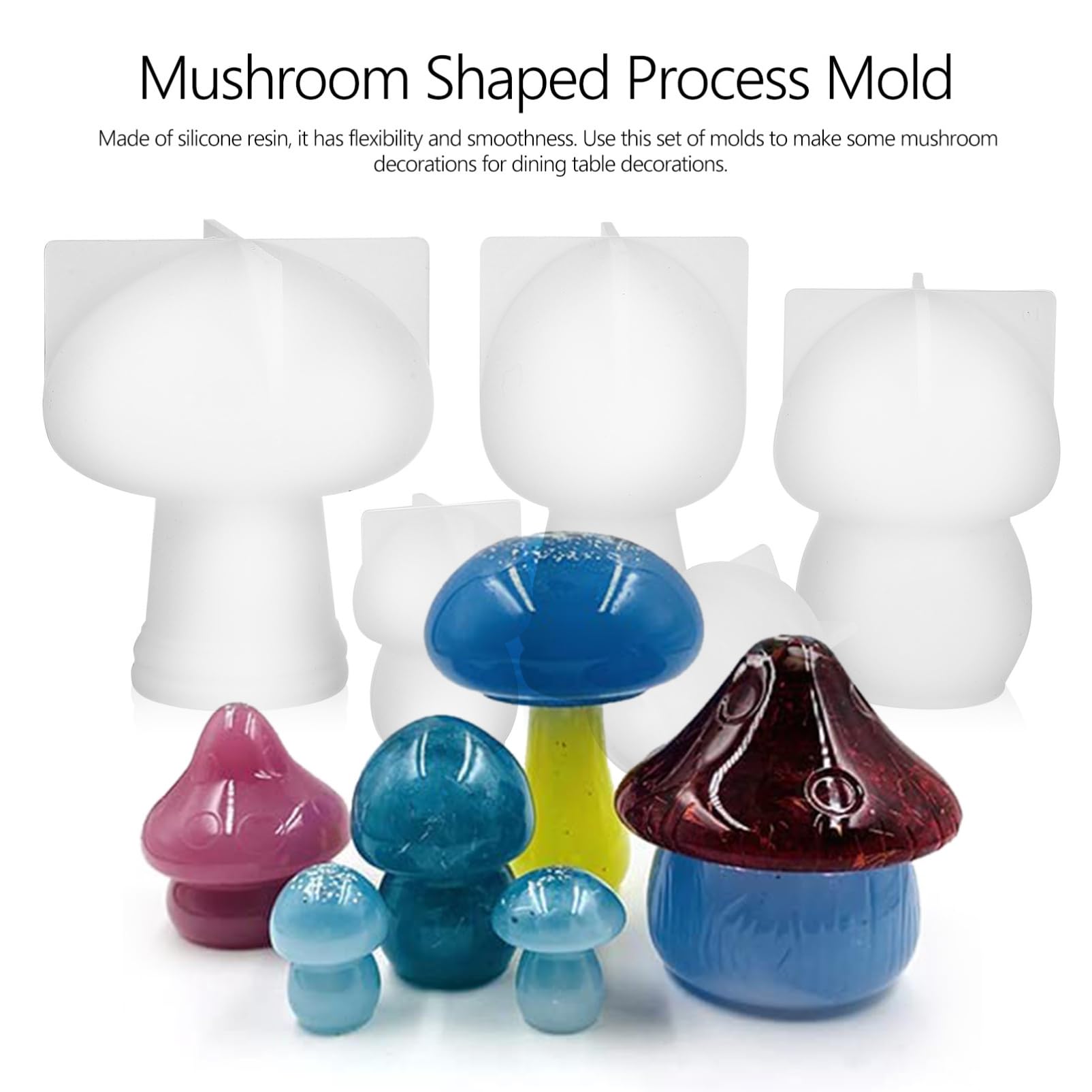 Set di 10 Stampi in Silicone a Fungo 3d per Epossidica | Bricolage e Decorazioni Domestiche, Flessibile e Resistente, Finitura Liscia per Colate Creative