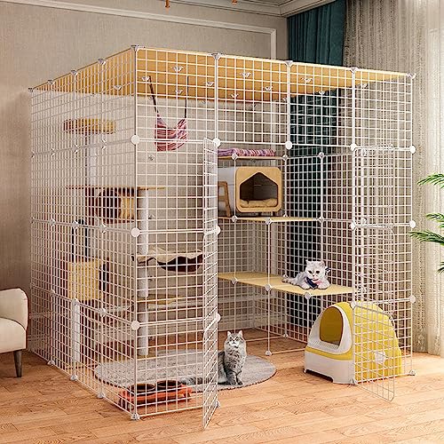 ZYFBD Cage de Chat Extra Grande, Grande Cage Chat, chenils de Fil métallique détachable, Cage de Fil de Fil métallique détachable Caisse, pour 1-3 Chat