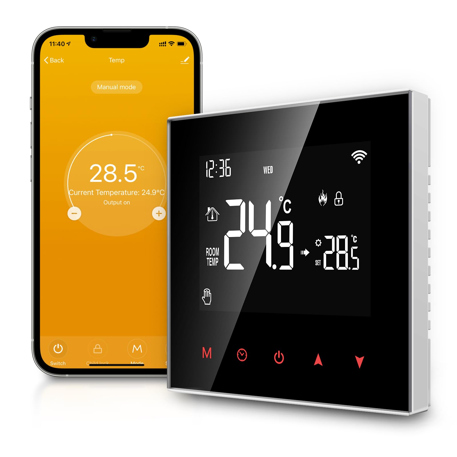 AVATTO Inteligentny termostat ogrzewania podłogowego Wi-Fi Programowalny termostat pokojowy kompatybilny z Alexą, sterowanie głosowe Google Home i aplikacja Smart Life Pilot zdalnego sterowania