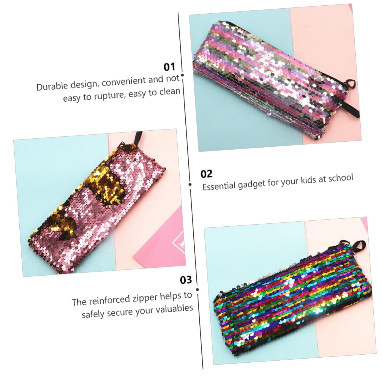 Didiseaon 21pezzi Sacchetti Di Glitter Per Penne e Cavi Organizer Portatile Per Cancelleria Scolastica Sacchetto Multifunzionale Per Auricolari e Materiale Didattico Design Sirena