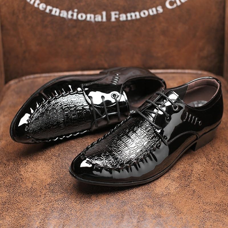 Men's Dress Shoes Breathable Lace Up Shoes for Business Office Wear Fashion Classic Carved Lace Up Low Heels Oxfords(8.5)3