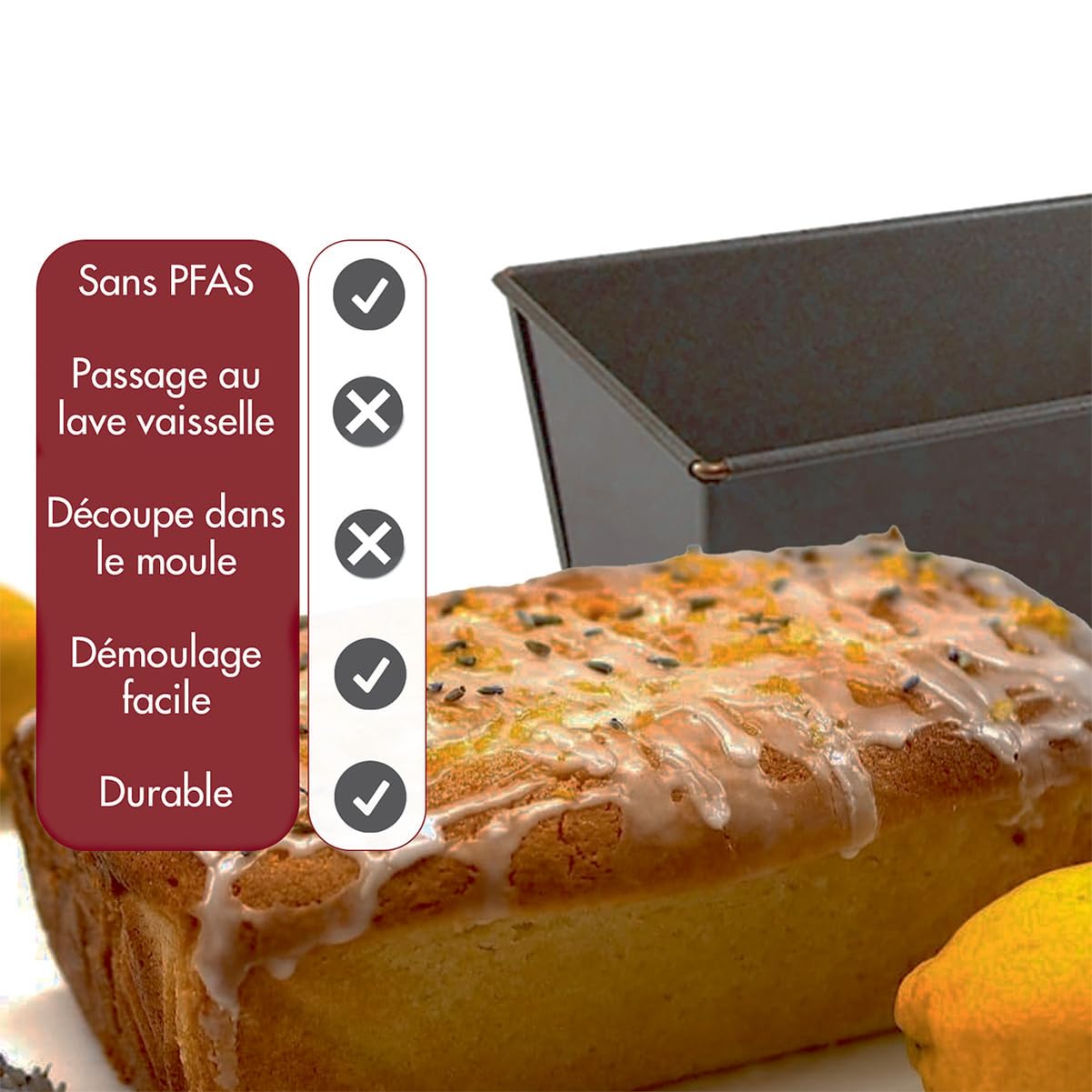 Gobel - Moule à Cake Rectangulaire Bordé sur Fil - 30 x 10,5 x 8,5 cm - Acier - Revêtement Antiadhérent Bicouche Garanti sans PFAS - Qualité Professionnelle – Fabriqué en France