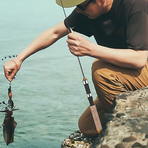 Miniatura 6 de IMIKEYA Caña de pescar telescópica en hielo para jóvenes, herramienta de aparejos compacta y duradera