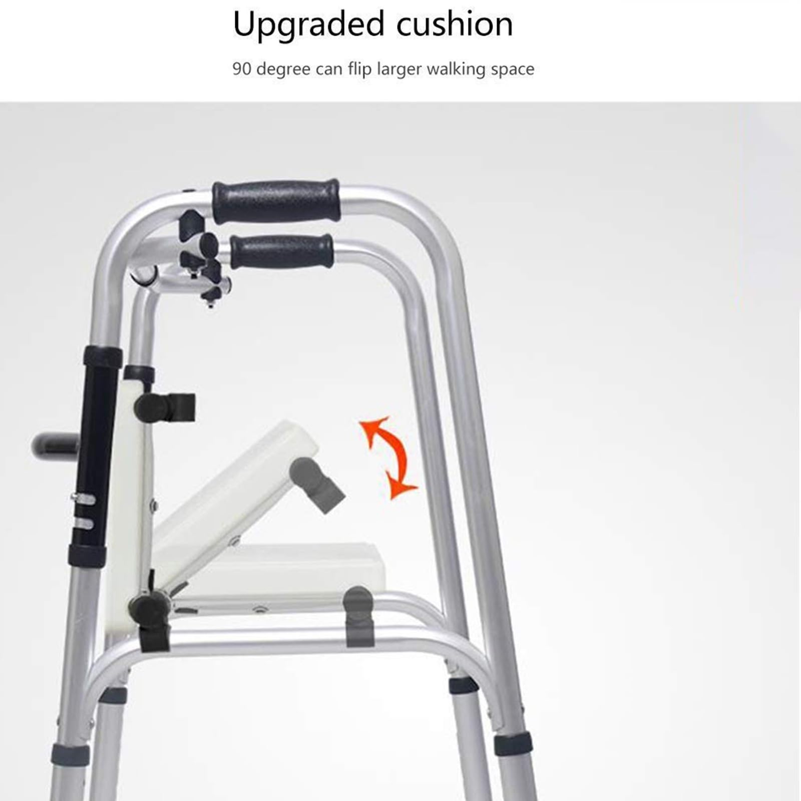Andador ligero para personas mayores, andador plegable con asiento, altura ajustable, frenos, ayuda de movilidad para uso en interiores y exteriores