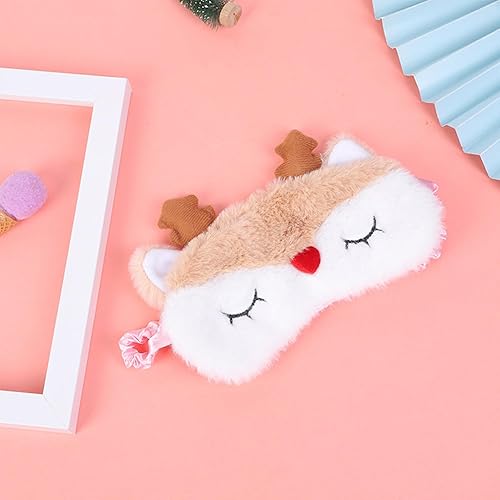 Miniatura 3 de JRINYE Linda máscara de felpa para dormir, máscara de ojos con letra de amor, máscara para dormir con correa elástica, cubierta suave y esponjosa,