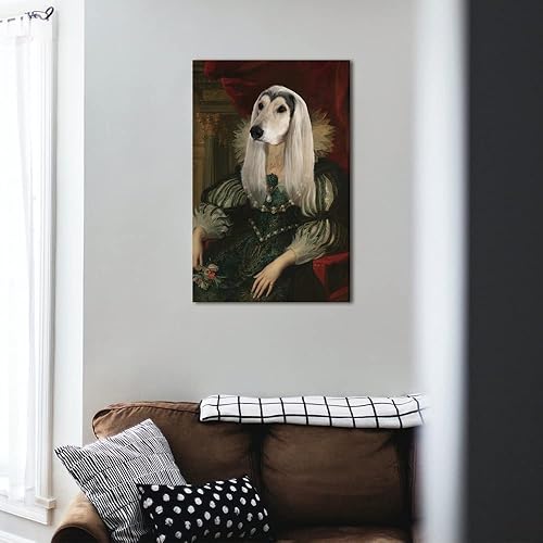 Miniatura 5 de YUNBABA Lienzo personalizado impreso retrato real personalizado de la foto renacentista de mascotas, pintura al óleo vintage, arte de reina, retrato