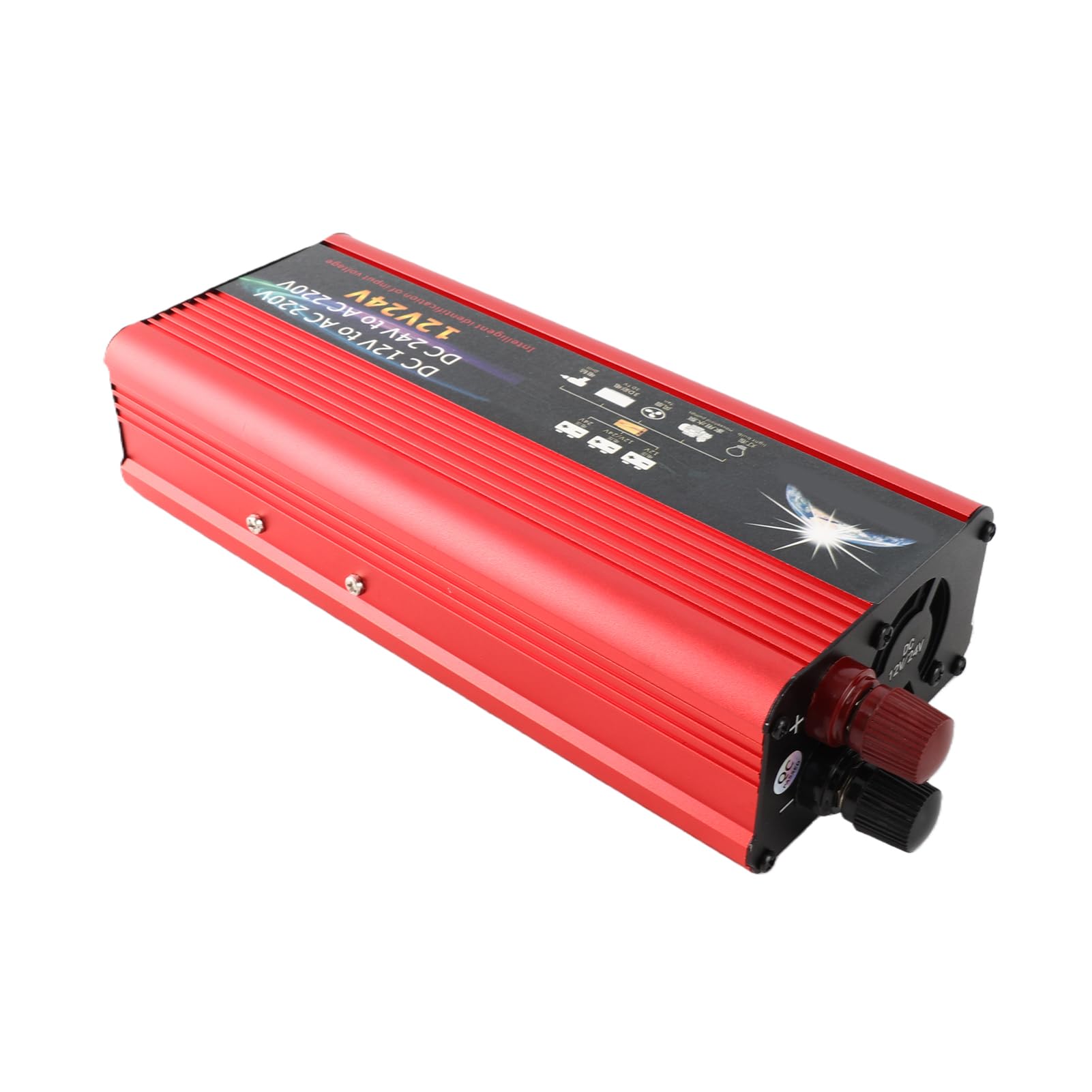 Onduleur 2000W 12V/24V vers 220V, Convertisseur de Tension Pur Sinus avec 2 Ports USB und Affichage LCD pour Camping-Car, Voiture, Bateau