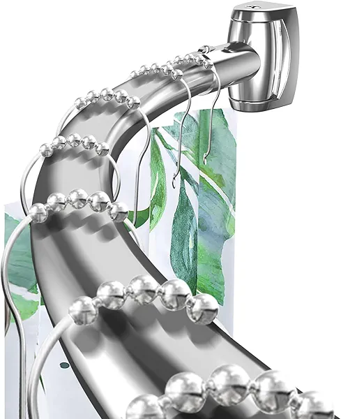 Silver Curved Shower Curtain Rod 42-78 In Adjustable Bowed Shower Rods Rounded Shower Curtain Rod Bathroom, Bathtub, Stall Rust proof, Premium Stainless Steel Need To Drill