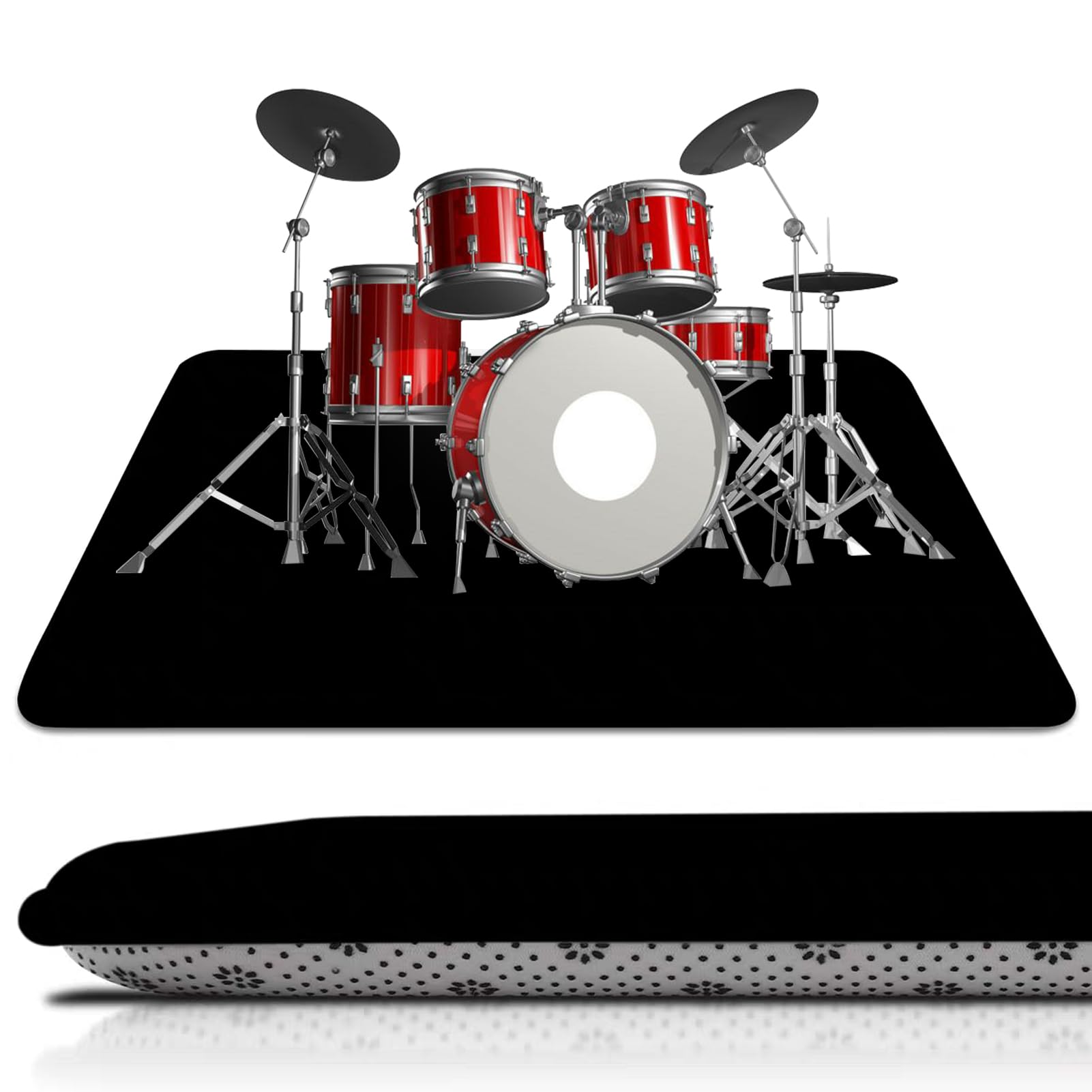 ZAJENKUB Drum Rugs Non-Slip, Professional Drum Rug Mat Drum Carpet Rug 110x80cm/43.31x31.5inch Soundproof Mat Drum Blanket for Electronic Jazz Drum Kit Bass Drum Snare and Musical Instrument Mat
