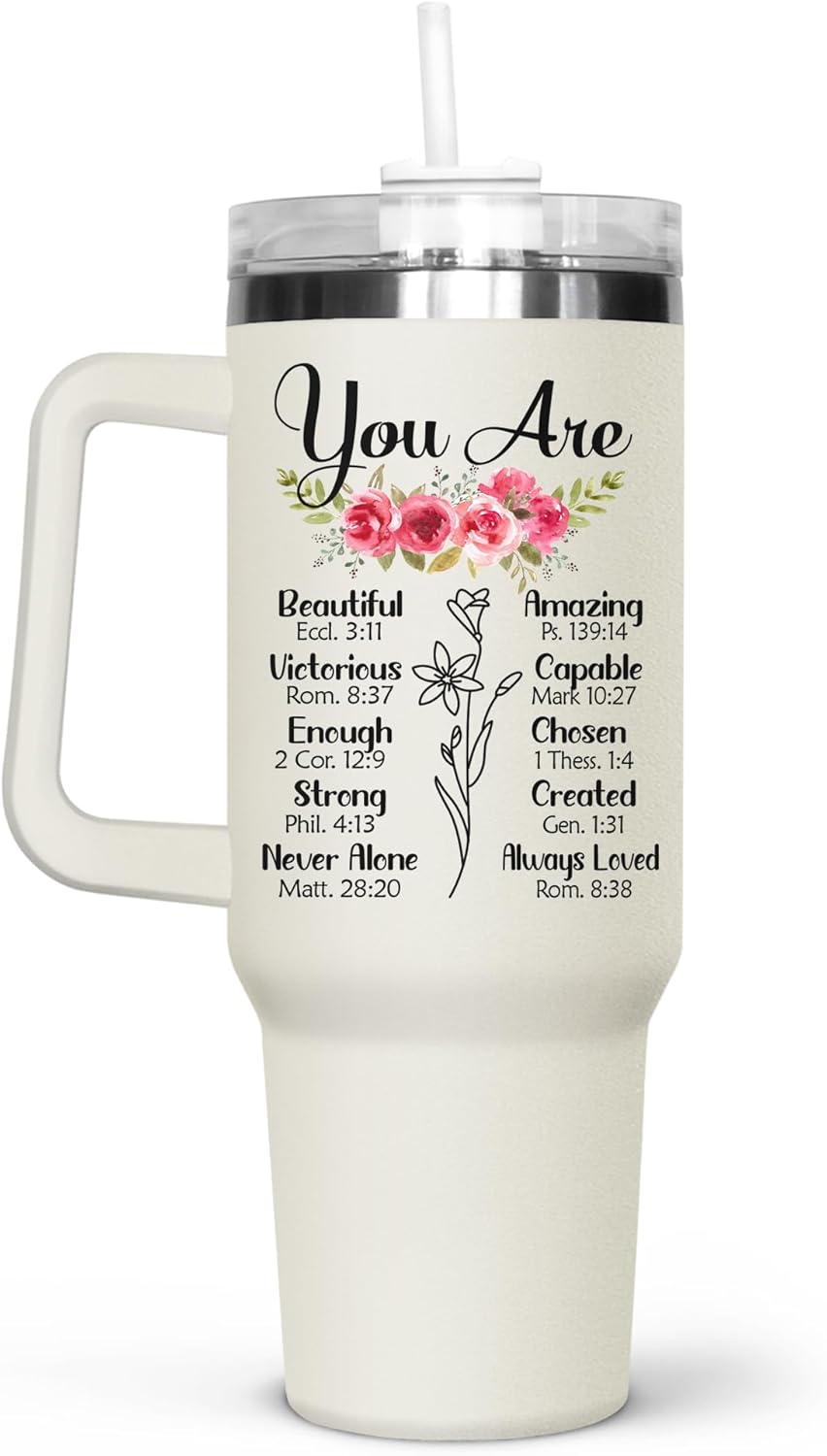 Christian Gifts for Women, Inspirational gifts for woman – Christian Birthday gifts for women friendship, Religious Gifts for Women – Christmas Birthday Woman 40Oz Tumbler with Handle for Girl, Female