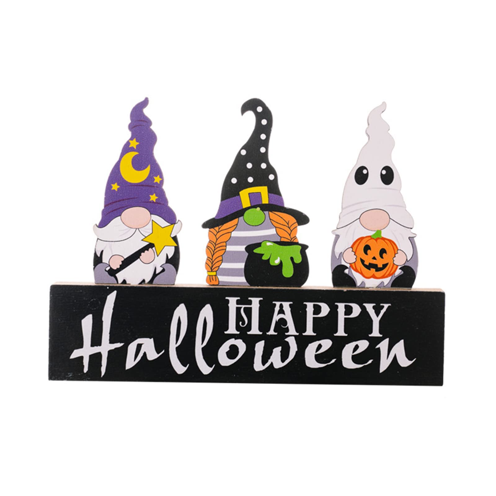 Jazuaiao Halloween Wooden Ornaments Gnomes Sculpture Halloween Party Decoration for Home Desktop Ornaments