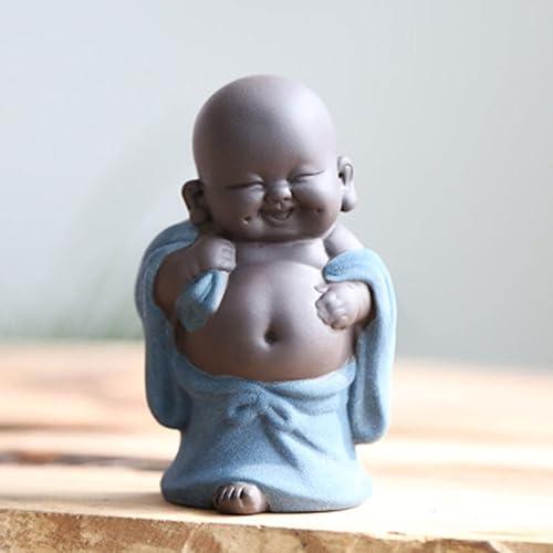 Miniatura 2 de Feliz sonriente Maitreya Buddha estatua de adorno de mesa de té, decoración de escritorio, Acción de Gracias, Navidad, regalo de porcelana roja