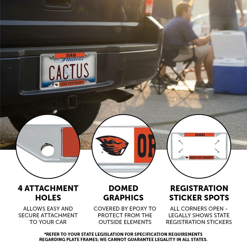 Desert Cactus Oregon State University Car Accessories Beavers Metal License Plate Frame and Tag Holder for Front or Rear of Car (Dad)