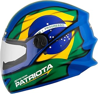 CAPACETE FECHADO PRO TORK R8 PATRIOTA BRILHANTE AZUL - VERDE TAM. 56