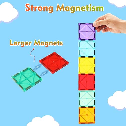 Miniatura 4 de Azulejos magnéticos, juego de 42 piezas de azulejos magnéticos, juego de juguetes magnéticos para niños y niñas, juguete Montessori de aprendizaje