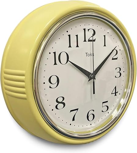 Lily's Home Reloj de pared retro, diseño vintage de 9.5 pulgadas, movimiento de cuarzo silencioso sin tictac, funciona con pilas, perfecto para