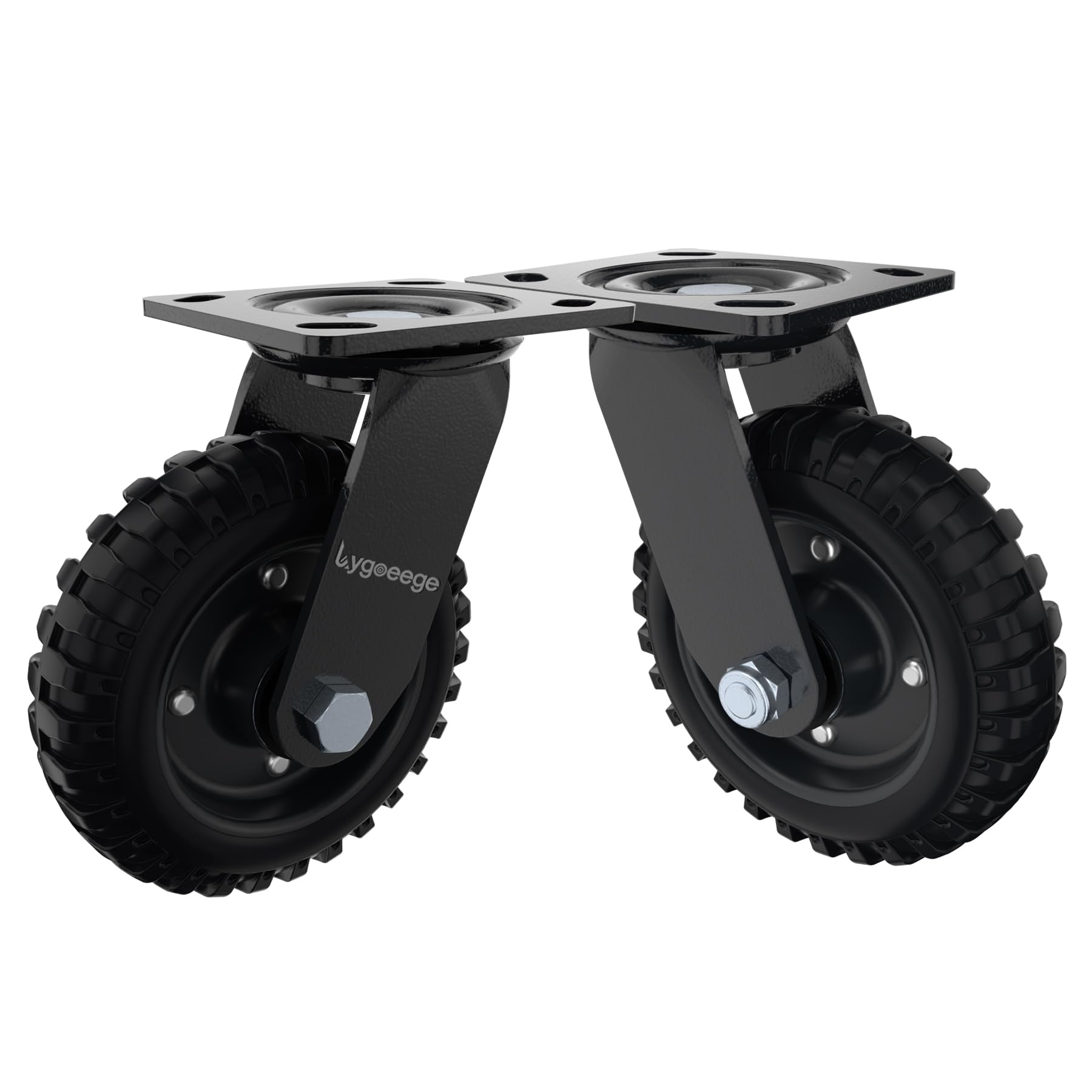 Schwerlastrollen 150mm, 400kg Tragkraft - 2er Set Vollgummi Transportrollen (2 Lenkrollen), Industrie-Qualität für Möbel, Trolley, Regale