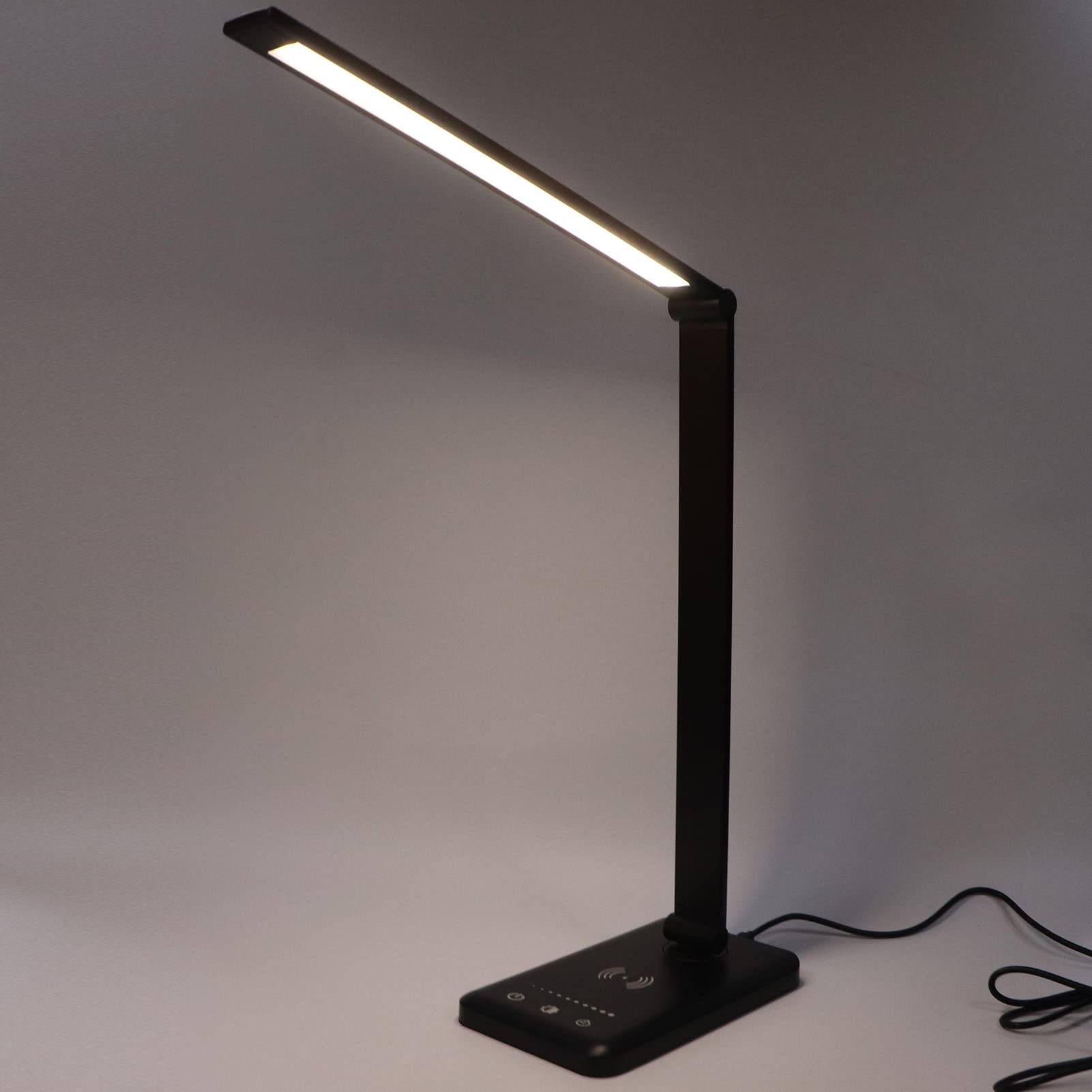 Lampa biurkowa LED YUMILI sterowanie dotykowe regulowany czas 5 biegów 50 sztuk chipy świetlne składana lampa biurkowa z bezprzewodowym ładowaniem