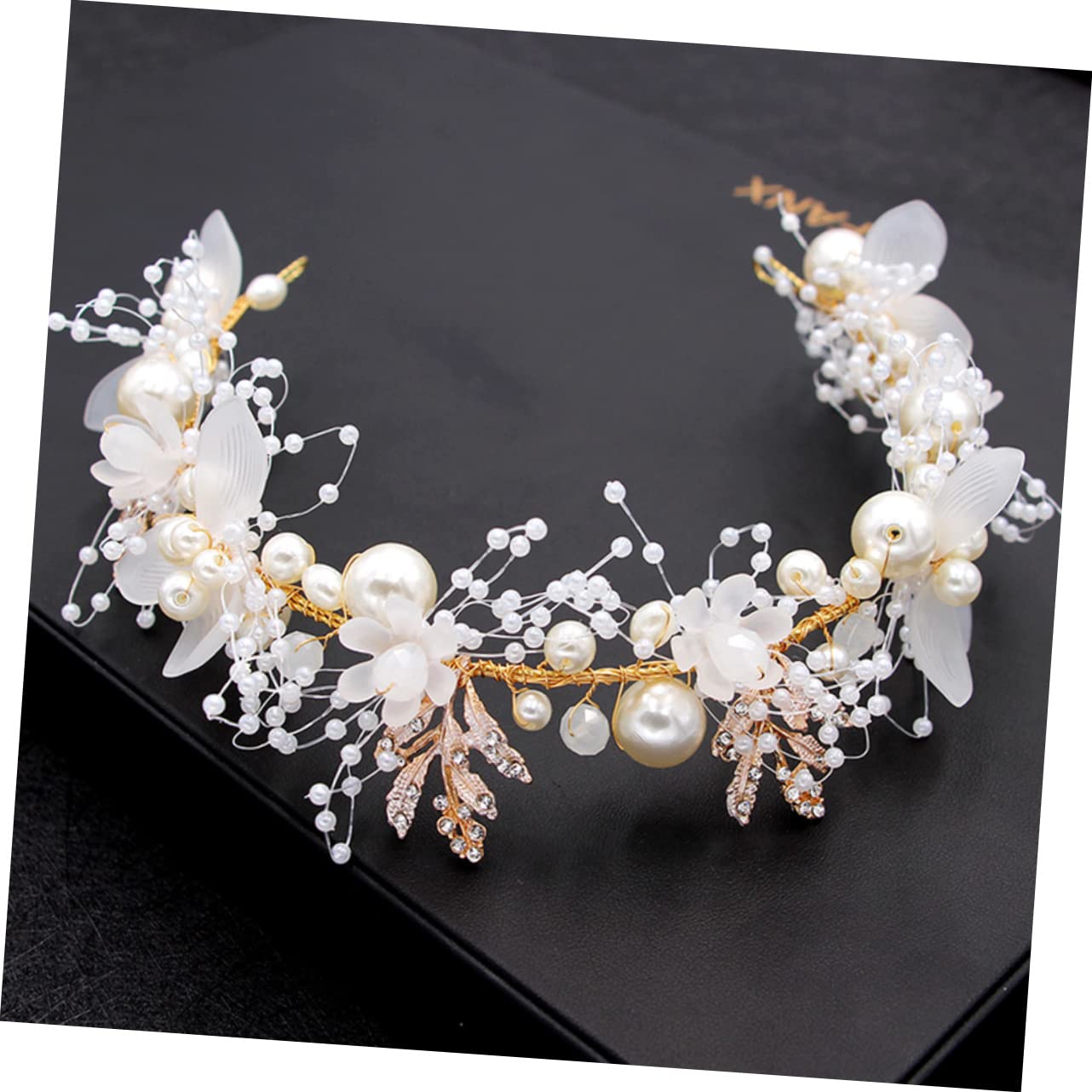 MAGICLULU 5 Pz Cerchietto Con Perle e Diamanti Ragazza Dei Fiori Fasce Per Bambini Gioielli Per Copricapo Di Foglie Di Nozze Sposa Lega Manuale Accessori Per Bianca