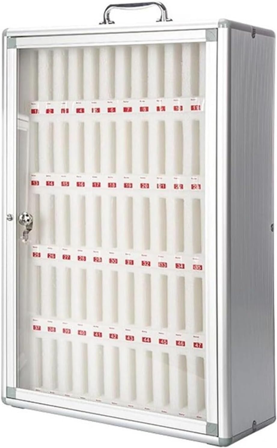 Mobile Phone Storage Box Transparent Acrylic Mobile Phone Security Locker with Key,Metal Cell Phone Lockers - Wall-Mounted Storage Cabinet with 36/48/60 Slots for Classroom & Office - Durabl
