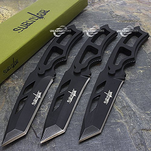 3 x TACTICAL G'STORE COMBAT MINI NECKLACE KNIFE MILITARY Pocket Neck Boot Fixed Blade