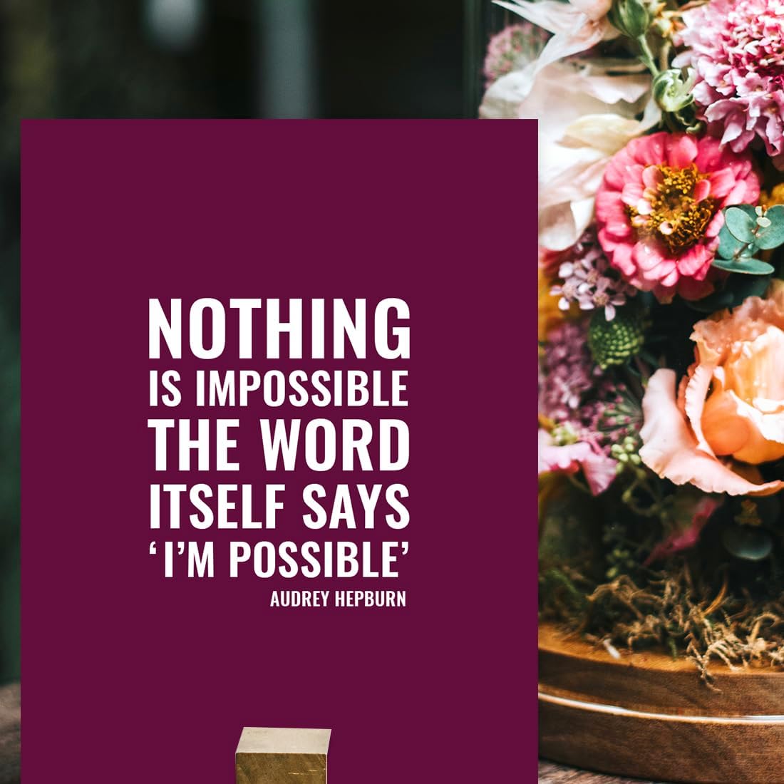 Andaz Press Motivational Wall Art, Nothing is impossible, the word itself says 'I'm possible'!, Audrey Hepburn, 8.5x11-inch Inspirational Success Quotes Office Home Gift Print, 1-Pack, UNFRAMED