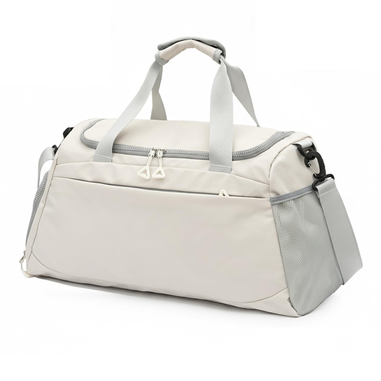 Viiotu Gym Bag with Shoe Compartment for Men Women, Water Resistant Oxford Fabric Duffle Bag with Wet Dry Pocket, Lightweight Sports Bag Travel Bag with Adjustable Strap for Fitness Weekend (White)