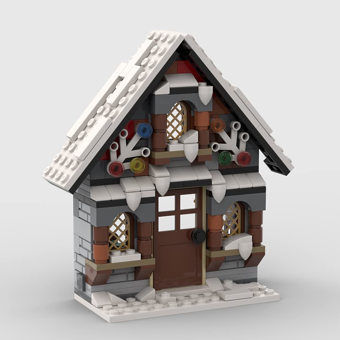 Set modulare per casette invernali di Natale, tre piccole case invernali, serie di mattoncini da costruzione (822 pezzi)