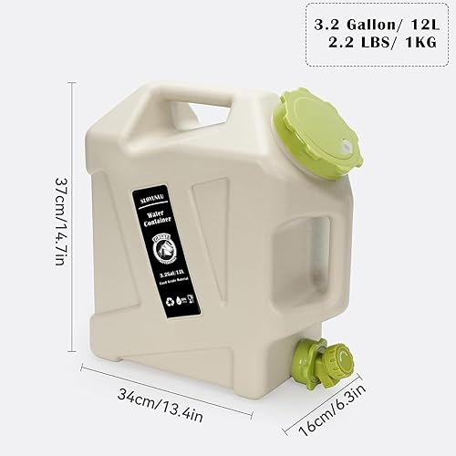 Miniatura 5 de Jarra de agua de 3.2 galones con espita, contenedor de agua para acampar sin BPA, a prueba de fugas, almacenamiento portátil de agua de emergencia