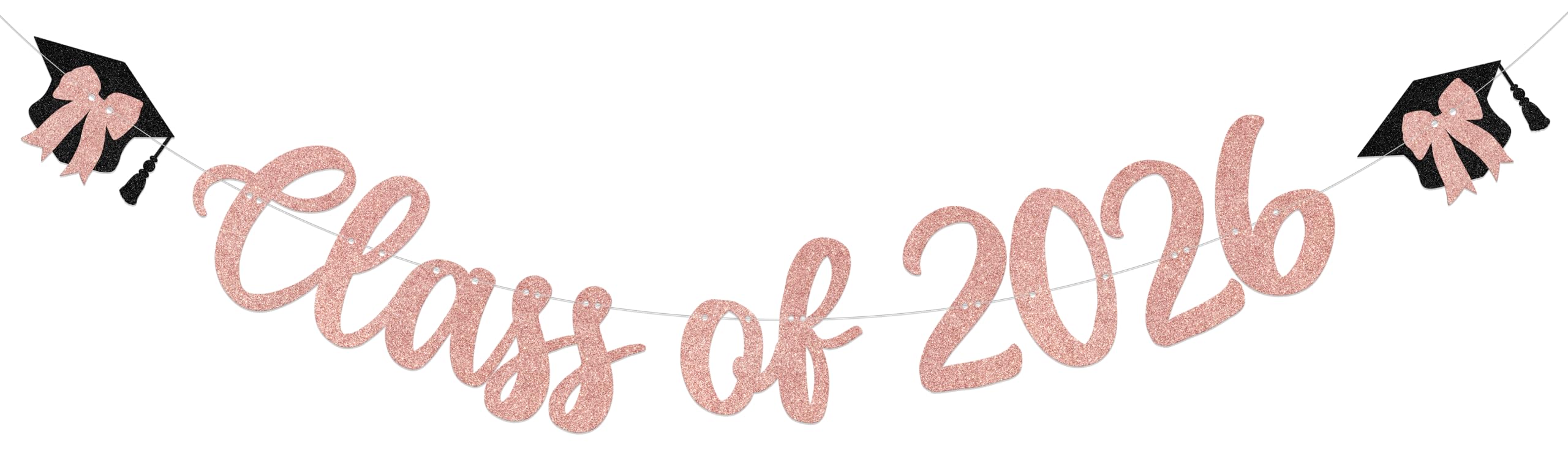 ZCXVC Class of 2026 Banner 2026 Graduation Decorations 2026 High School College Graduation Pary Decorations Rose Gold Glitter