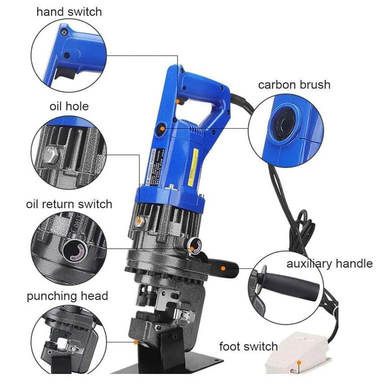 Professionelles Elektrischer hydraulischer Locher Φ1/4"-4/5" Stanzmaschine Metalllocher Schnelles Stanzen, genaue Positionierung, einfach zu bedienen, für Eisen-Kupfer-Aluminium-Platten channelsteel