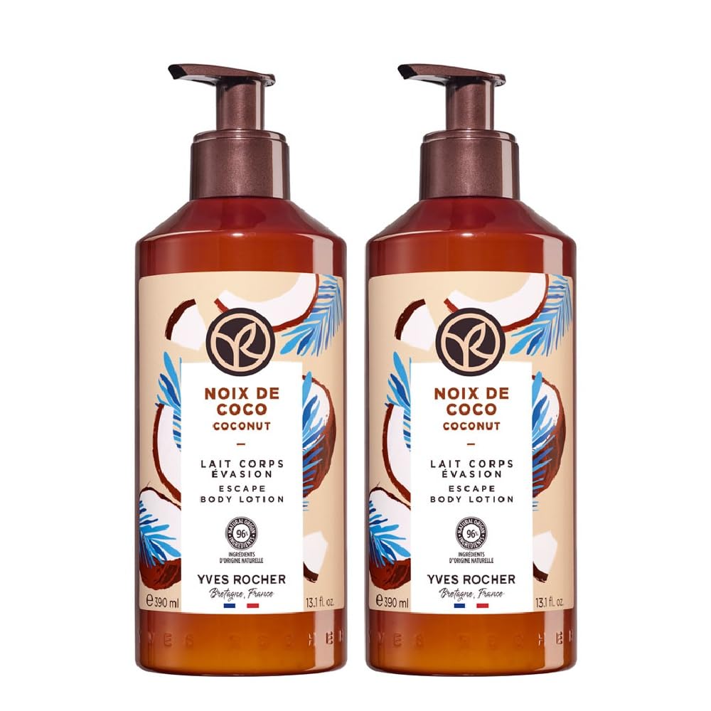 Yves Rocher, Duo Crema corpo idratante al cocco, 390 ml, confezione da 2 creme (2) (grande, cocco)