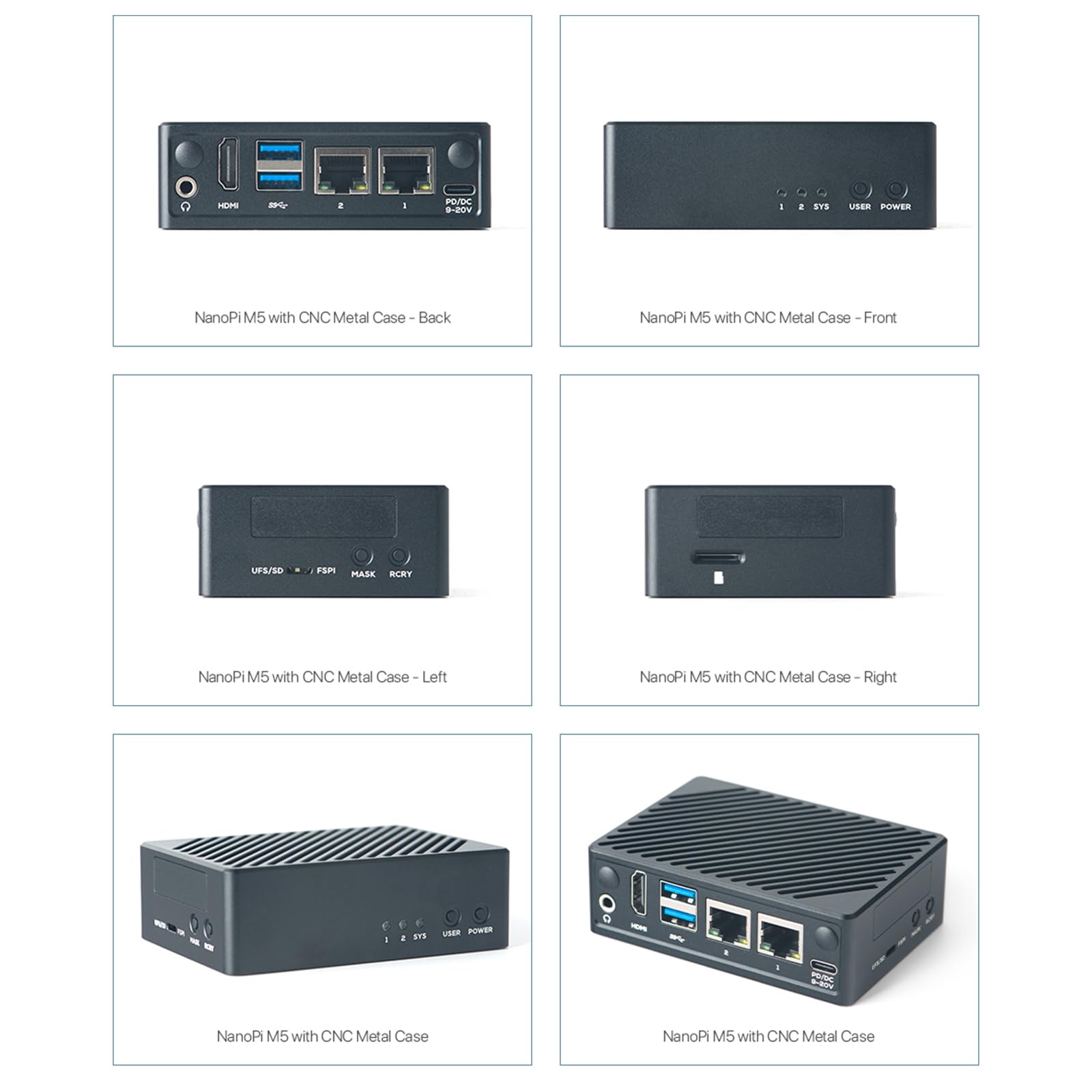 FriendlyElec NanoPi M5 komputer jednopłytkowy – Rockchip RK3576 SBC z HDMI, Dual GbE, gnieźdami M.2 NVMe i SDIO WiFi, obsługą pamięci UFS 2.0 (8GB RAM, z zasilaczem)