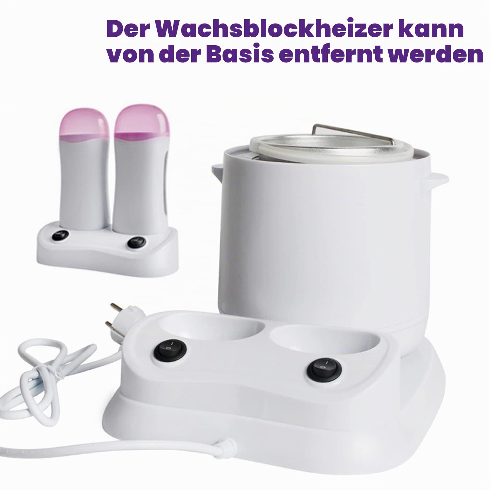 Waxing Wachswärmer, Elektrischer Wachserhitzer 2 Stück 100G Wax Enthaarung Roller+800G Wachsmaschine Enthaarung, für Erhitzen der Wachsbohnen Haarentfernung (EU-Stecker 220 V)