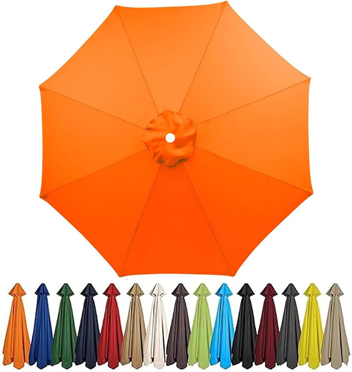 Waterproof Garden Parasol Umbrella 4m/3.5m/3.0m/2.7m/2.5m/2.3m/2m - Patio Outdoor Sun Shade Canopy For Beach, Pool, Lawn, Backyard & Deck - 6/8 Arms Orange 8ribs:4M/13ft